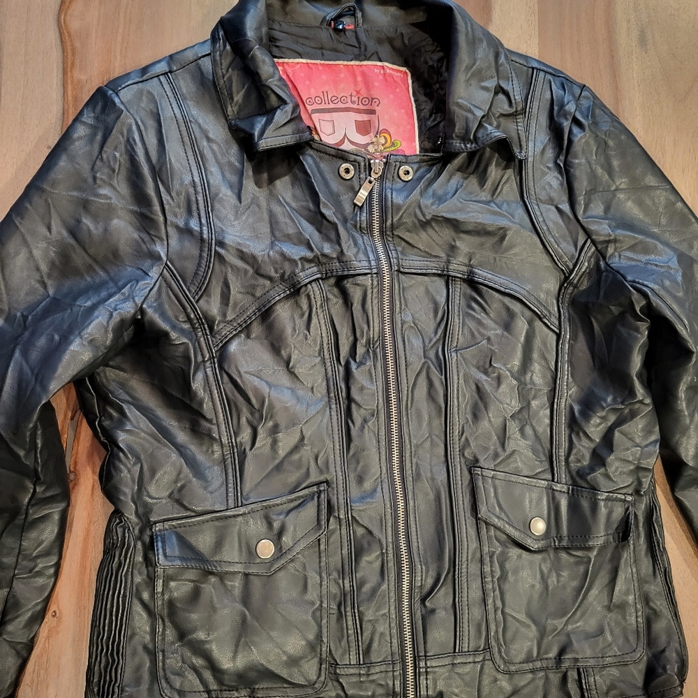Crinkle Faux Leather Bomber Jacket